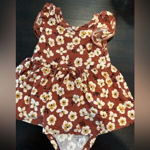 Little Sleepies Play Mocha Blossoms dress with bodysuit 0-3 months